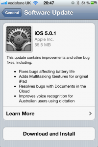 iOS 5.0.1 screen