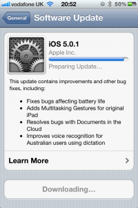 iOS 5.0.1 prepare update