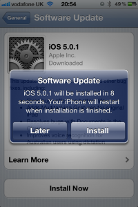 iOS 5.0.1 Restart warning